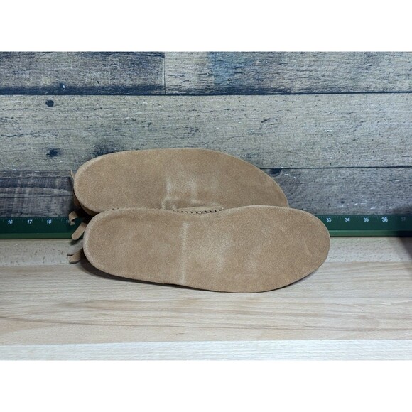 NEW Minnetonka Mens style882 Tan Suede Fringe Moccasin Boots Ties Soft Sole NWT - Picture 9 of 13